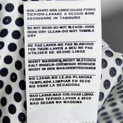 Pre Owned Giorgio Armani White Polka Dotted Silk Satin Gathered Blouse L