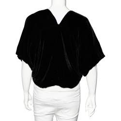 Pre Owned Giorgio Armani Black Velvet & Blue Satin Reversible Cropped Shrug (One Size)