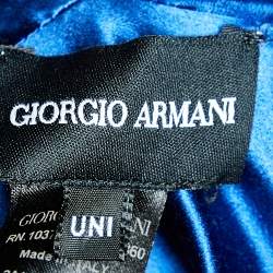 Pre Owned Giorgio Armani Black Velvet & Blue Satin Reversible Cropped Shrug (One Size)