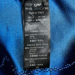 Pre Owned Giorgio Armani Black Velvet & Blue Satin Reversible Cropped Shrug (One Size)