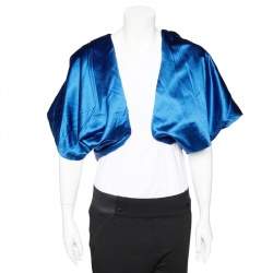Pre Owned Giorgio Armani Black Velvet & Blue Satin Reversible Cropped Shrug (One Size)