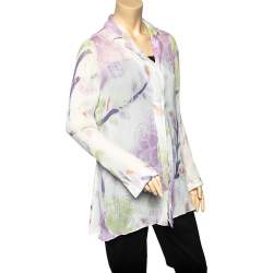Giorgio Armani White Printed Silk Chiffon Single Button Shirt L