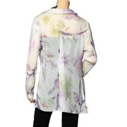 Giorgio Armani White Printed Silk Chiffon Single Button Shirt L