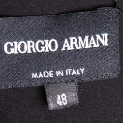 Pre Owned Giorgio Armani Black Georgette Pleated Buckle Neck Detailed Oversized Blouse L