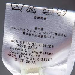 Pre Owned Giorgio Armani Cream Silk Contrast Asymmetric Yolk Paneled Midi Dress S