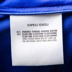 Pre Owned Giorgio Armani Blue Crepe Buttoned Hem Detailed Pants M