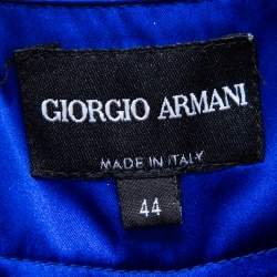 Pre Owned Giorgio Armani Blue Crepe Buttoned Hem Detailed Pants M