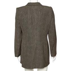 Giorgio Armani Brown Printed Wool & Silk Button Front Blazer L