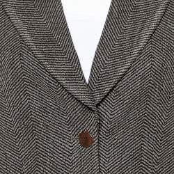 Giorgio Armani Brown Printed Wool & Silk Button Front Blazer L