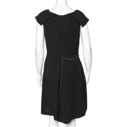 Giorgio Armani Black Silk Crepe Contrast Trimmed Wrap Detailed Dress M