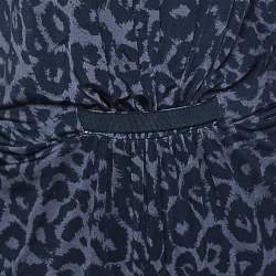 Pre Owned Giorgio Armani Blue Animal Printed Silk Jersey Cut-Out Back Detailed Dress L 