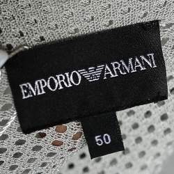 Pre Owned Giorgio Armani Grey Perforated Knit Cardigan XL