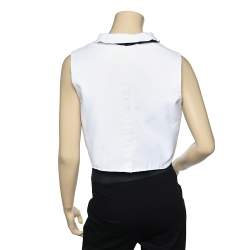 Pre Owned Giorgio Armani White Cotton Sleeveless Wrap Top M