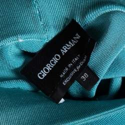 Pre Owned Giorgio Armani Blue Knit Asymmetric Fringed Skirt S