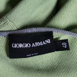 Pre Owned Giorgio Armani Green Knitted V-Neck Short Sleeve T-Shirt S
