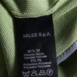 Pre Owned Giorgio Armani Green Knitted V-Neck Short Sleeve T-Shirt S