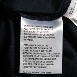 Pre Owned Giorgio Armani Navy Blue Logo Embellished Cotton T-Shirt M