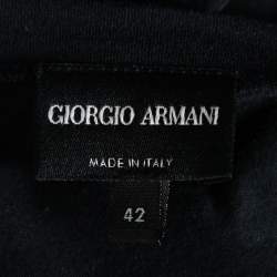 Pre Owned Giorgio Armani Navy Blue Logo Embellished Cotton T-Shirt M
