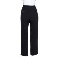 Pre Owned Giorgio Armani Black Wool Crepe Tailored Pants M