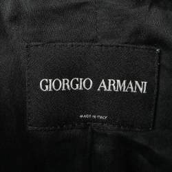 Giorgio Armani Black Quilted Oversized Collar Zip Front Jacket XL
