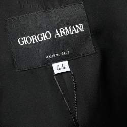 Pre Owned Giorgio Armani Monochrome Striped Wool Button Front Blazer M