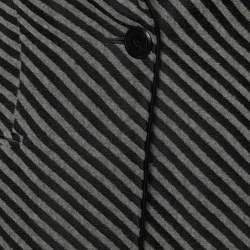 Pre Owned Giorgio Armani Monochrome Striped Wool Button Front Blazer M