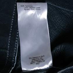 Pre Owned Giorgio Armani Navy Blue Floral Patterned Leather Single Breasted Blazer S