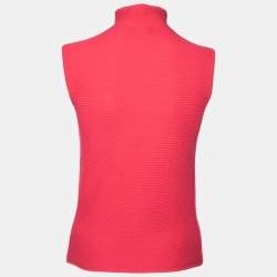 Pre Owned Giorgio Armani Pink Cashmere Turtleneck Vest Top M