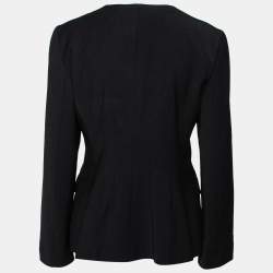 Pre Owned Giorgio Armani Black Wool Button Front Long Sleeve Jacket M