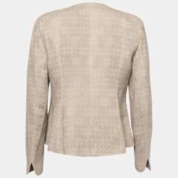 Pre Owned Giorgio Armani Collezioni Vintage Beige Jacquard Button Front Jacket M