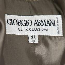 Pre Owned Giorgio Armani Collezioni Vintage Beige Jacquard Button Front Jacket M
