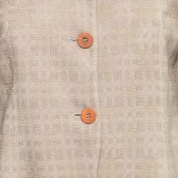 Pre Owned Giorgio Armani Collezioni Vintage Beige Jacquard Button Front Jacket M