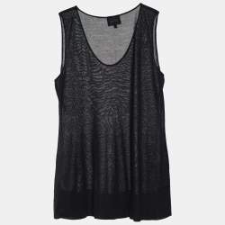 Pre Owned Giorgio Armani Black Cashmere Sleeveless Top S