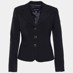 Giorgio Armani Black Crepe Button Front Blazer S
