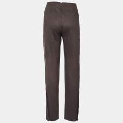 Pre Owned Giorgio Armani Brown Coated Knit Straight Fit Trousers M