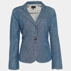 Giorgio Armani Blue Denim Button Front Jacket L