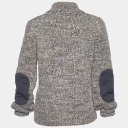 Pre Owned Giorgio Armani Beige Chunky Rib Alpaca Blend Zip Front Jacket M