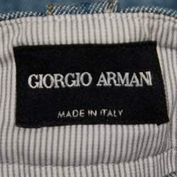 Pre Owned Giorgio Armani Blue Denim Straight Fit Jeans M/Waist - 34"