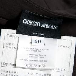 Pre Owned Giorgio Armani Dark Brown Silk Pleated Hemline Midi Skirt S