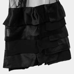 Pre Owned Giorgio Armani Vintage Black Tulle Tiered Sleeve Bolero ( One Size )