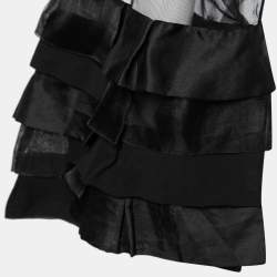 Pre Owned Giorgio Armani Vintage Black Tulle Tiered Sleeve Bolero ( One Size )