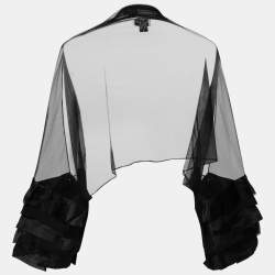 Pre Owned Giorgio Armani Vintage Black Tulle Tiered Sleeve Bolero ( One Size )