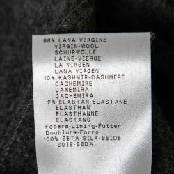 Pre Owned Giorgio Armani Charcoal Grey Wool Knot Detail Midi Dress M