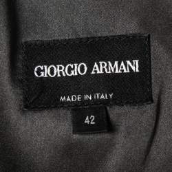 Pre Owned Giorgio Armani Charcoal Grey Wool Knot Detail Midi Dress M