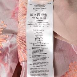 Pre Owned Giorgio Armani Pink Floral Jacquard Pleated Detail Shift Dress S