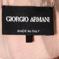 Pre Owned Giorgio Armani Pink Floral Jacquard Pleated Detail Shift Dress S