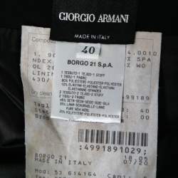 Pre Owned Giorgio Armani Vintage Black Crepe Draped Metallic Panel Pencil Skirt S