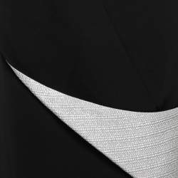 Pre Owned Giorgio Armani Vintage Black Crepe Draped Metallic Panel Pencil Skirt S