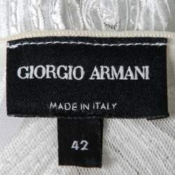 Pre Owned Giorgio Armani White Embroidered Tulle Long Sleeve Top M