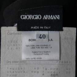 Pre Owned Giorgio Armani Black Wool Pencil Skirt S